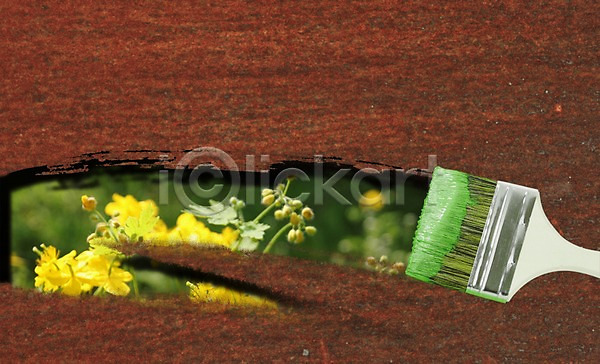 사람없음 PSD 편집이미지 꽃 노란색 백그라운드 붓 식물 초록색 컬러 터치 페인트 편집 환경