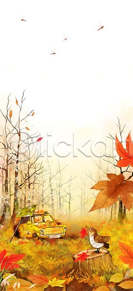 사람없음 PSD 일러스트 가을(계절) 가을배경 가을풍경 계절 나무 단풍 백그라운드 숲 자동차 자연 조류 풍경(경치)