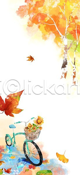 사람없음 PSD 일러스트 가을(계절) 가을배경 가을풍경 계절 꽃 나뭇잎 단풍 바구니 백그라운드 웅덩이 자연 자전거 풍경(경치)