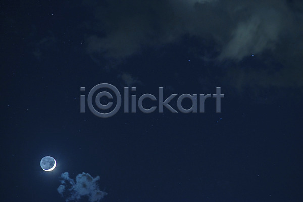 사람없음 JPG 포토 구름(자연) 달 밤하늘 별 야외 자연 초승달 풍경(경치) 하늘