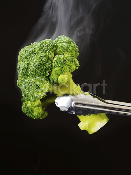 뜨거움 사람없음 JPG 포토 브로콜리 식재료 연기 음식 집게 채소