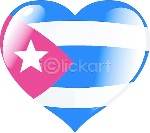 EPS 일러스트 해외이미지 1 깃발 모양 심볼 싱글 역사 지도 컬러풀 쿠바 하트 해외202004