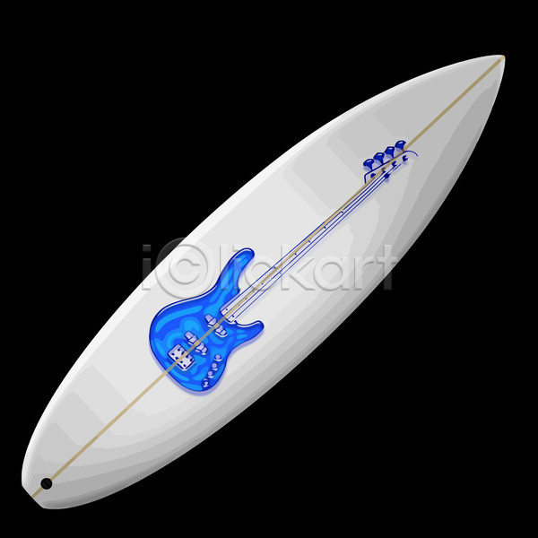 사람없음 EPS 일러스트 해외이미지 베이스기타 서핑 서핑보드 파란색 해외202004 흰색