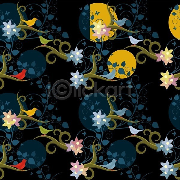 사랑 EPS 일러스트 템플릿 해외이미지 검은색 꽃무늬 나뭇가지 달 백그라운드 벽지 식물 야간 엘리먼트 여름(계절) 일본 잎 자연 정원 조류 종이 직물 패턴 해외202004