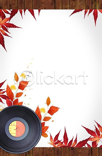 사람없음 PSD 편집이미지 가을(계절) 계절 나뭇잎 단풍 레코드판 편집 풍경(경치) 프레임