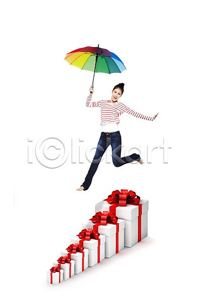 사람 여자 여자만 여자한명만 외국인 한명 3D PSD 편집이미지 그래픽 백그라운드 선물 쇼핑 우산 이벤트 점프 편집