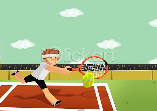 열정 남자 남자만 남자한명만 사람 한명 PSD 일러스트 경기 경기장 공 라켓 라켓(테니스) 스포츠 아시안게임 야외 운동선수 주간 테니스 테니스공 테니스라켓 테니스선수