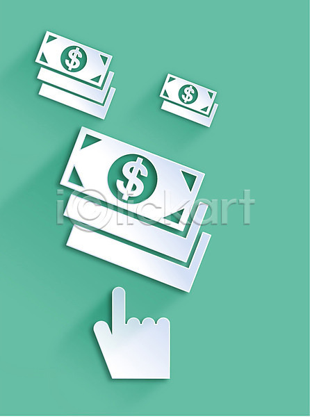 사람없음 AI(파일형식) 아이콘 플랫아이콘 달러 돈 백그라운드 지폐 초록색 컬러 페이퍼아트 플랫