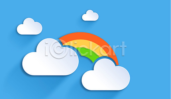 사람없음 AI(파일형식) 아이콘 플랫아이콘 구름(자연) 날씨 무지개 백그라운드 컬러 파란색 페이퍼아트 플랫 하늘