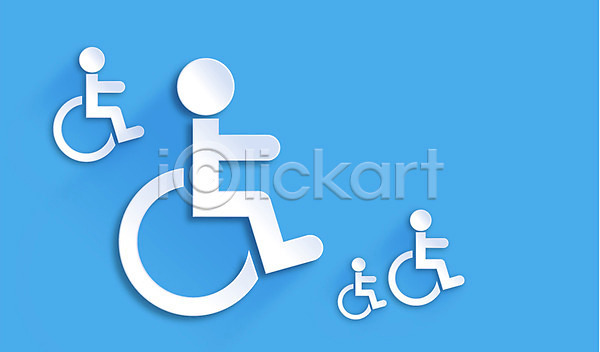 사람없음 AI(파일형식) 아이콘 플랫아이콘 백그라운드 장애인 컬러 파란색 페이퍼아트 플랫 휠체어