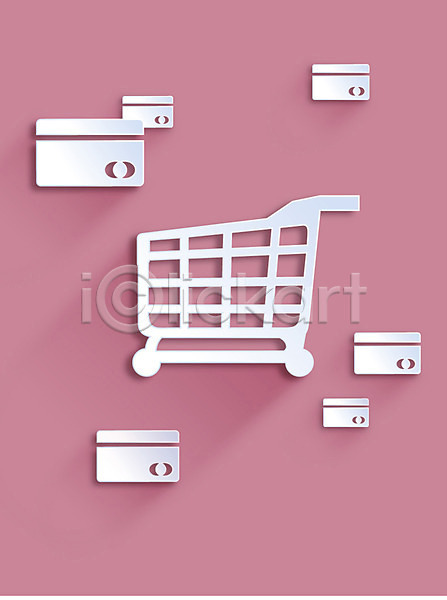 사람없음 AI(파일형식) 아이콘 플랫아이콘 백그라운드 분홍색 쇼핑 쇼핑카 신용카드 컬러 페이퍼아트 플랫