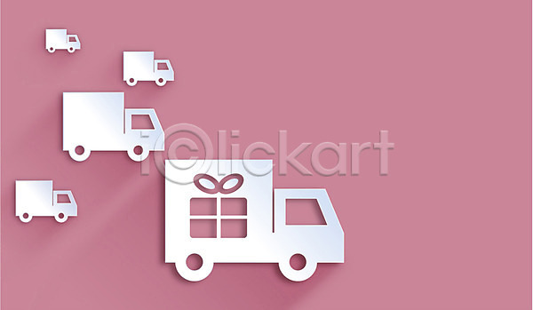 사람없음 AI(파일형식) 아이콘 플랫아이콘 배송 백그라운드 분홍색 컬러 택배 트럭 페이퍼아트 플랫