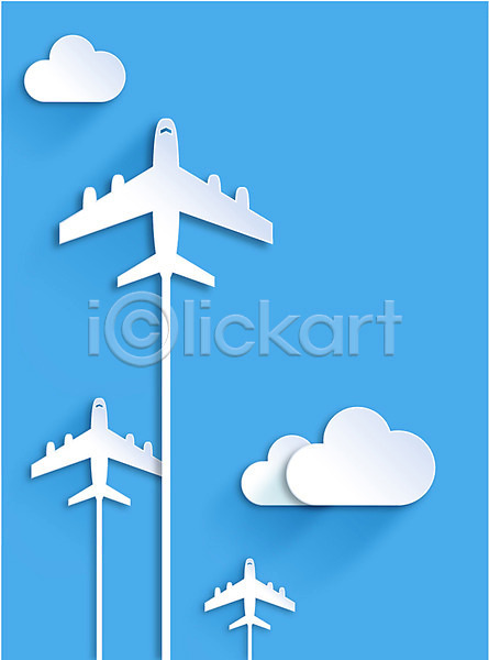 사람없음 AI(파일형식) 아이콘 플랫아이콘 교통수단 구름(자연) 백그라운드 비행기 컬러 파란색 페이퍼아트 플랫 하늘