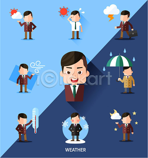 남자 남자만 사람 여러명 AI(파일형식) 아이콘 플랫아이콘 구름(자연) 기온 날씨 눈(날씨) 달 맑음 모바일 바람 번개 비(날씨) 세트 온도 우산 웹 종류 캐릭터 포즈 플랫 흐림