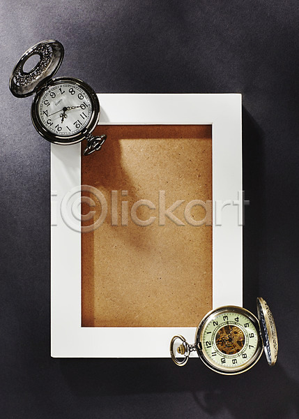 사람없음 JPG 포토 검은색 백그라운드 사각프레임 시간 시계 액자 종이 프레임 회중시계