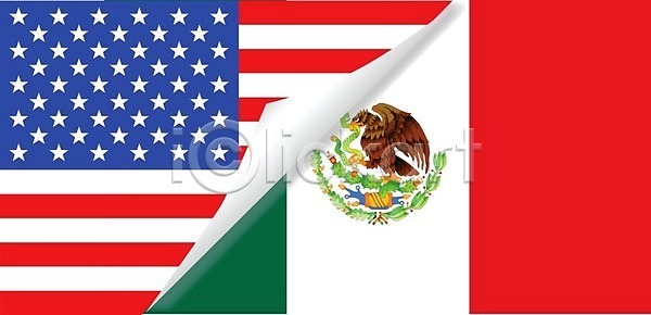 EPS 일러스트 해외이미지 그래픽 그림 깃발 남쪽 멕시코 미국 배너 북쪽 성조기 해외202004 해외일러스트