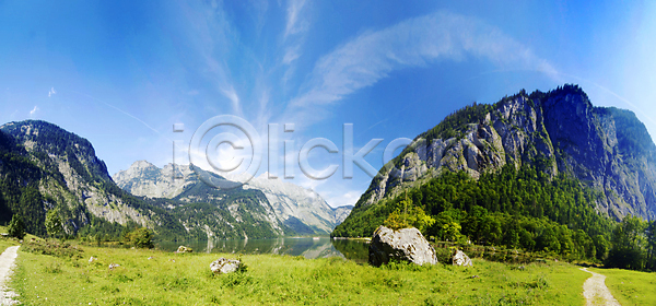 사람없음 JPG 포토 해외이미지 계곡 길 내추럴 도로 독일 방법 배너 산 숲 알프스 암초 언덕 유럽 자연 절정 초록색 파노라마 파란색 풍경 하늘 하이킹 해외202004 해외포토 호수