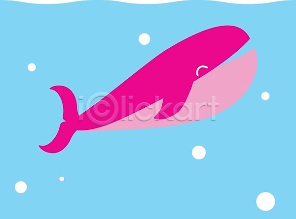 행복 EPS 아이콘 일러스트 해외이미지 고래 미소(표정) 바다 백그라운드 분홍색 수영 파란색 플랫 해외202004
