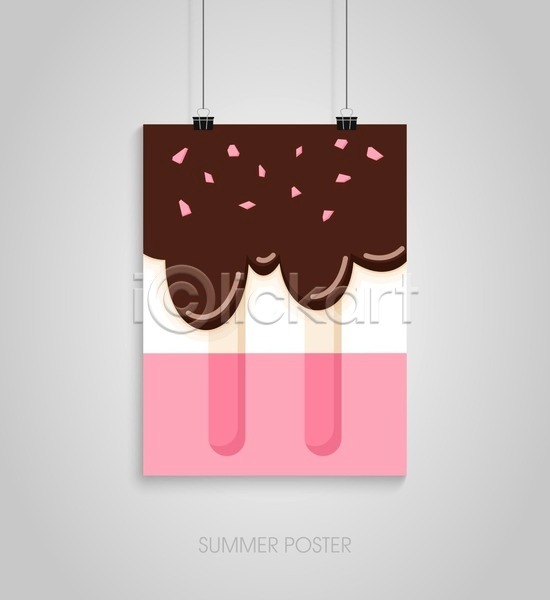 사람없음 EPS 일러스트 해외이미지 갈색 디자인 매달리기 분홍색 서류집게 아이스크림 여름(계절) 포스터 해외202004
