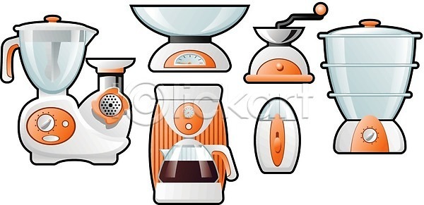 EPS 일러스트 해외이미지 고립 그림 기계 기선 만화 상품 오렌지 오브젝트 주방 해외202004 해외일러스트 흰배경 흰색