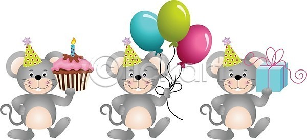 러블리 축하 행복 EPS 일러스트 해외이미지 고립 그래픽 동물 동물상 만화 생일 선물 설치류 스크랩북 신용카드 엘리먼트 자연 장식 쥐 축제 컵케이크 클립아트 파티 포유류 풍선 해외202004 해외일러스트