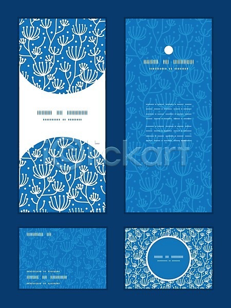 화려 사람없음 EPS 일러스트 해외이미지 꽃무늬 디자인 배너 세트 파란색 패턴 프레임 해외202004