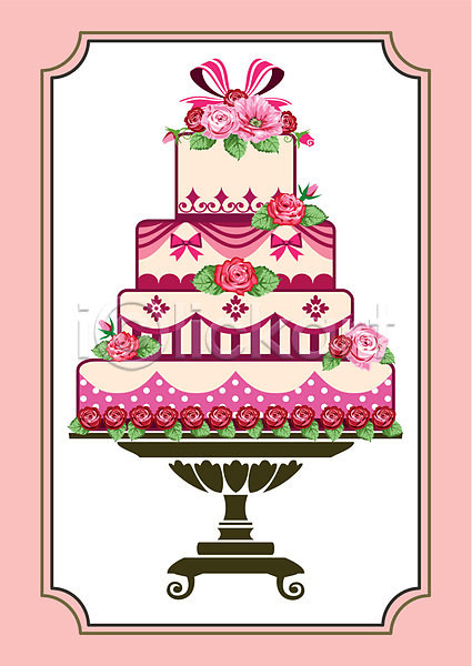 EPS 일러스트 해외이미지 결혼 기념 꽃 디저트 발렌타인데이 분홍색 빵집 생일 설탕 음식 이벤트 장미 장식 초대 케이크 크림 파티 해외202004 활