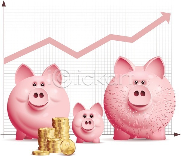 상승 투자 사람없음 EPS 일러스트 해외이미지 가족 그래프 동전 동전탑 돼지저금통 저축 해외202004 화살표