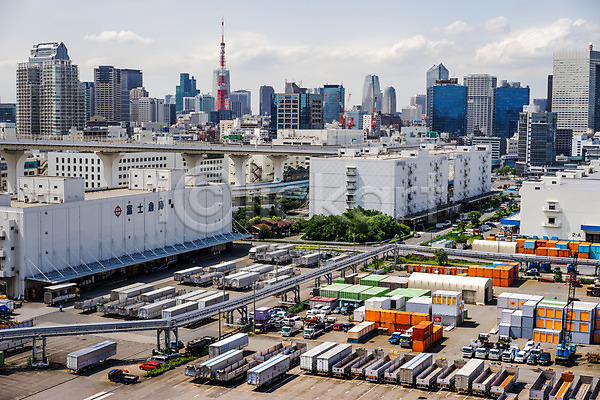 사람없음 JPG 포토 건물 도시 도시풍경 도쿄 야외 일본 자동차 주간 컨테이너 트럭 풍경(경치) 해외 해외풍경