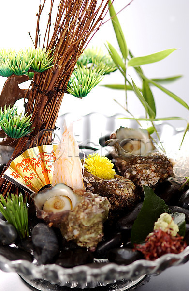 사람없음 JPG 포토 그릇 소라 실내 음식 일본음식 장식 해산물 회