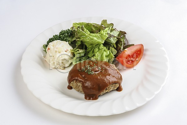 사람없음 JPG 포토 상추 샐러드 서양음식 스테이크 실내 음식 일본음식 접시 채소 토마토 함박스테이크
