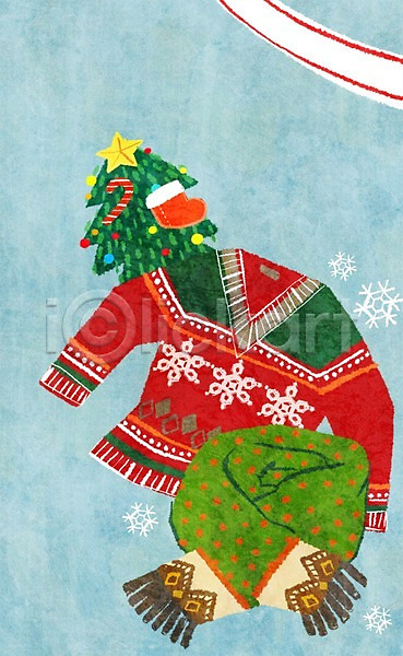 사람없음 PSD 일러스트 겨울 눈(날씨) 눈송이 목도리 선물 스웨터 크리스마스 크리스마스트리