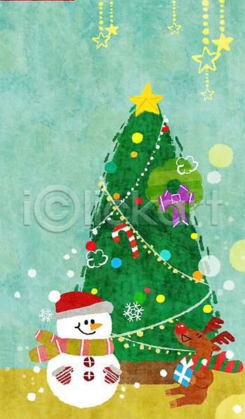 사람없음 PSD 일러스트 겨울 눈(날씨) 눈사람 동물 루돌프 별 사슴 상자 선물 장식 조명 크리스마스 크리스마스장식 크리스마스트리