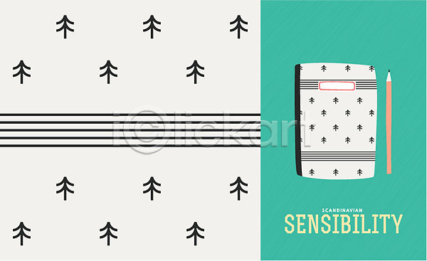사람없음 AI(파일형식) 일러스트 공책 나무 디자인 무늬 문구용품 백그라운드 북유럽 북유럽스타일 연필 오브젝트 자연 패턴 패턴백그라운드 필기구