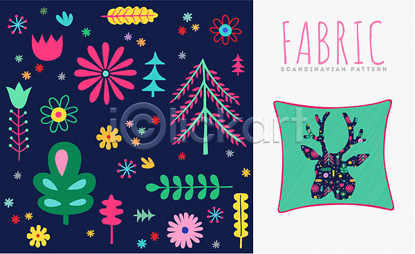 사람없음 AI(파일형식) 일러스트 꽃 꽃무늬 나무 동물 디자인 무늬 백그라운드 북유럽 북유럽스타일 사슴 오브젝트 자연 쿠션 패브릭 패턴 패턴백그라운드
