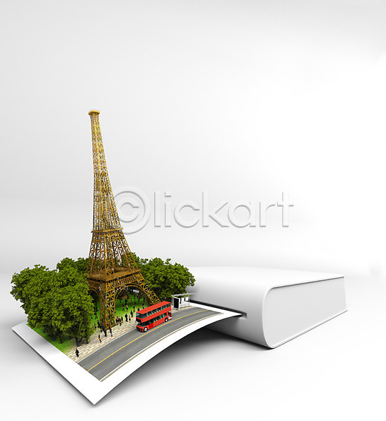 사람 여러명 3D PSD 편집이미지 관광지 기념사진 나무 버스 에펠탑 여행 여행객 파리(프랑스) 편집 프랑스