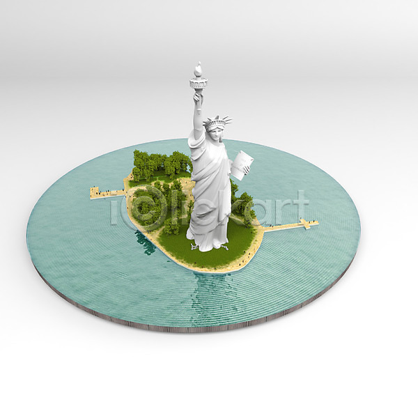 사람없음 3D PSD 편집이미지 관광지 뉴욕 물 미국 여행 자유의여신상 편집