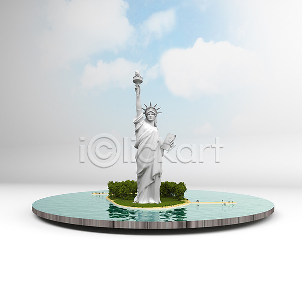 사람없음 3D PSD 편집이미지 관광지 구름(자연) 뉴욕 동전 물 미국 여행 자유의여신상 편집 하늘