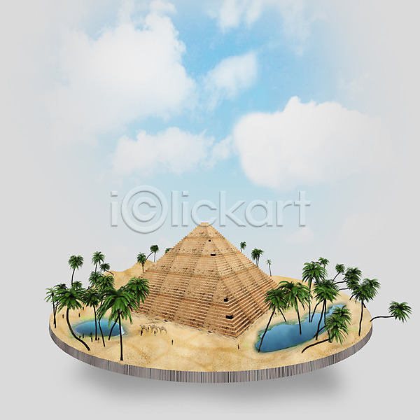 사람 여러명 3D PSD 편집이미지 관광지 구름(자연) 나무 여행 여행객 오아시스 이집트 편집 피라미드 하늘