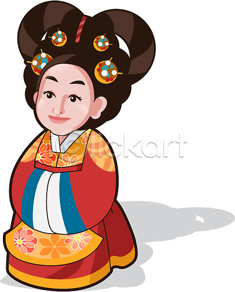 동양인 사람 성인 성인만 성인여자만 여자 여자만 여자한명만 한국인 한명 AI(파일형식) 일러스트 명성황후 여왕 역사 위인 캐릭터 한복