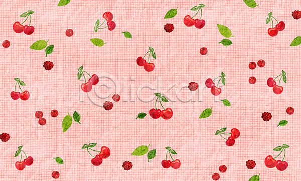 사람없음 PSD 일러스트 과일 모양 백그라운드 분홍색 앵두 잎 체리 컬러 패턴