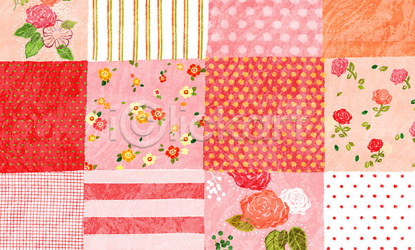 사람없음 PSD 일러스트 꽃 모양 모자이크 물방울무늬 백그라운드 분홍색 식물 줄무늬 컬러 패턴