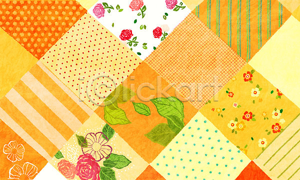 사람없음 PSD 일러스트 꽃 노란색 마름모 모양 물방울무늬 백그라운드 잎 줄무늬 체크무늬 컬러 패턴