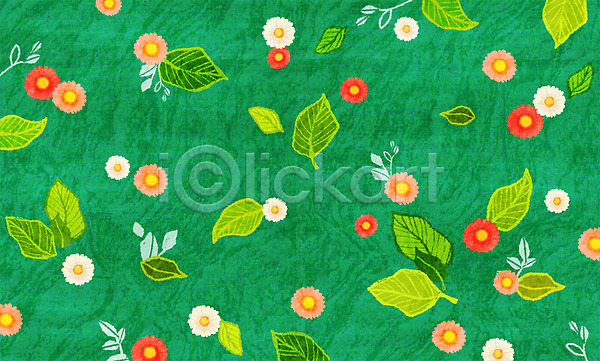 사람없음 PSD 일러스트 꽃 동그란 모양 백그라운드 식물 잎 초록색 컬러 패턴