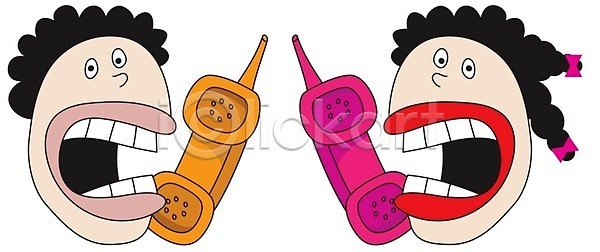 EPS 일러스트 해외이미지 가로 대화 만화 모바일 벽돌 부름 스마트폰 통신 해외202004 해외일러스트 핸드폰