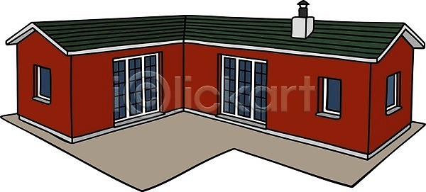 EPS 일러스트 해외이미지 가족 건물 단상 마을 만화 목재 문 방갈로 벽돌 빨간색 시골집 어둠 작음 주택 지붕 창문 초록색 타운 해외202004 해외일러스트 흰색