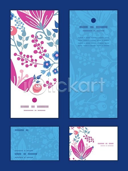 사람없음 EPS 일러스트 해외이미지 꽃 꽃무늬 디자인 배너 분홍색 세트 파란색 패턴 프레임 해외202004