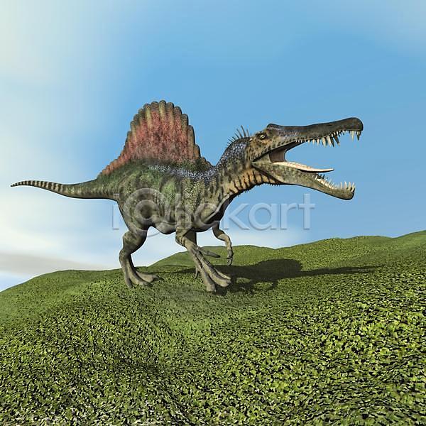 사람없음 3D JPG 포토 해외이미지 고생물 공룡 그래픽 동물 디지털 생물 선사시대 아프리카 초록색 파충류 하늘 해외202004