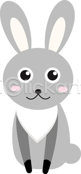 사람없음 EPS 일러스트 해외이미지 동물캐릭터 토끼 한마리 해외202004 회색