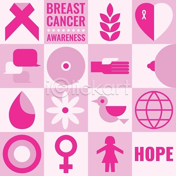 사람없음 EPS 일러스트 해외이미지 건강 꽃 디자인 리본 백그라운드 분홍색 세트 심볼 유방암 조류 캠페인 컨셉 하트 해외202004